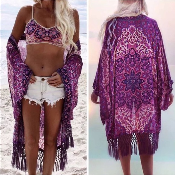 purple swimsuit cover up